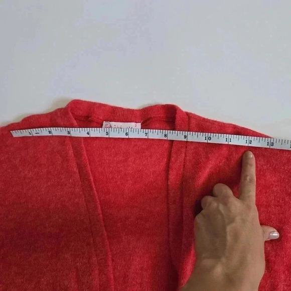 Lola et moi wool blend red long line cardigan size 2 - Picture 6 of 7
